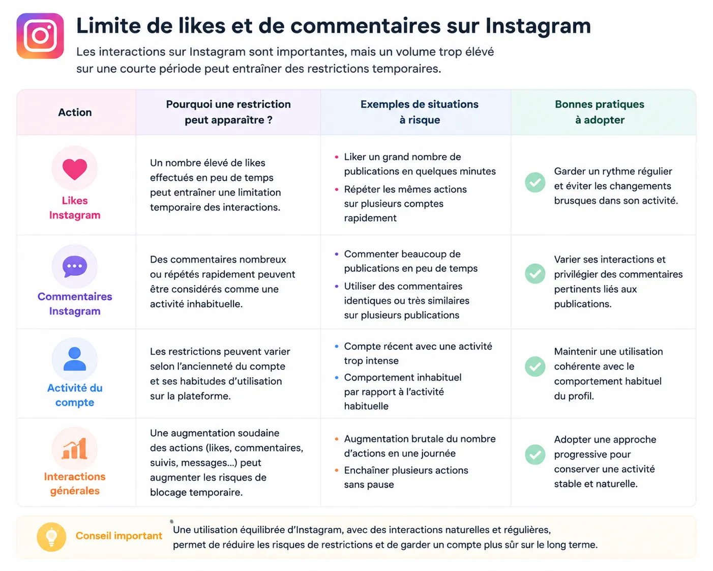 Limites Instagram : quelles restrictions faut-il connaître ? 5 limites de likes et commtaire