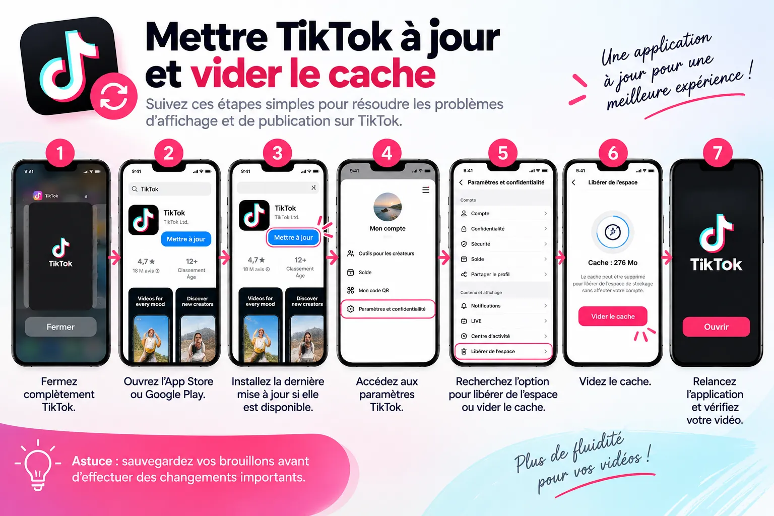 Pourquoi ma vidéo TikTok reste à 0 vue ? 7 causes et solutions 3 mettre tiktok a jour et vider le cache