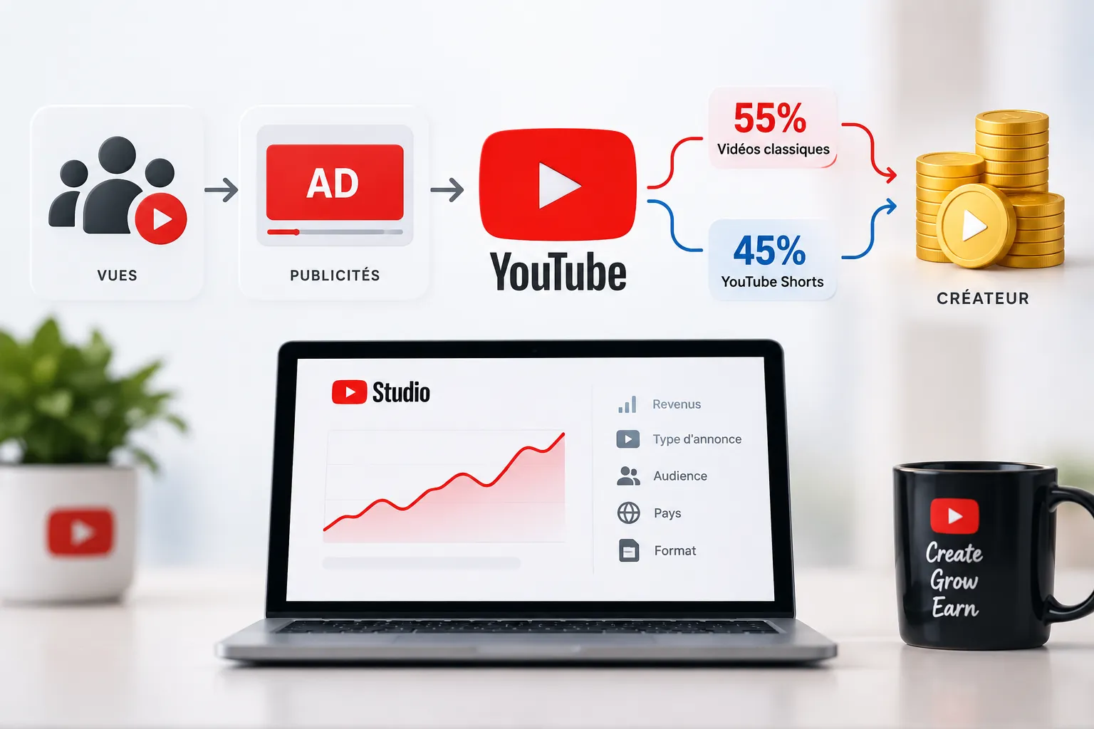 un million de vues sur youtube shorts