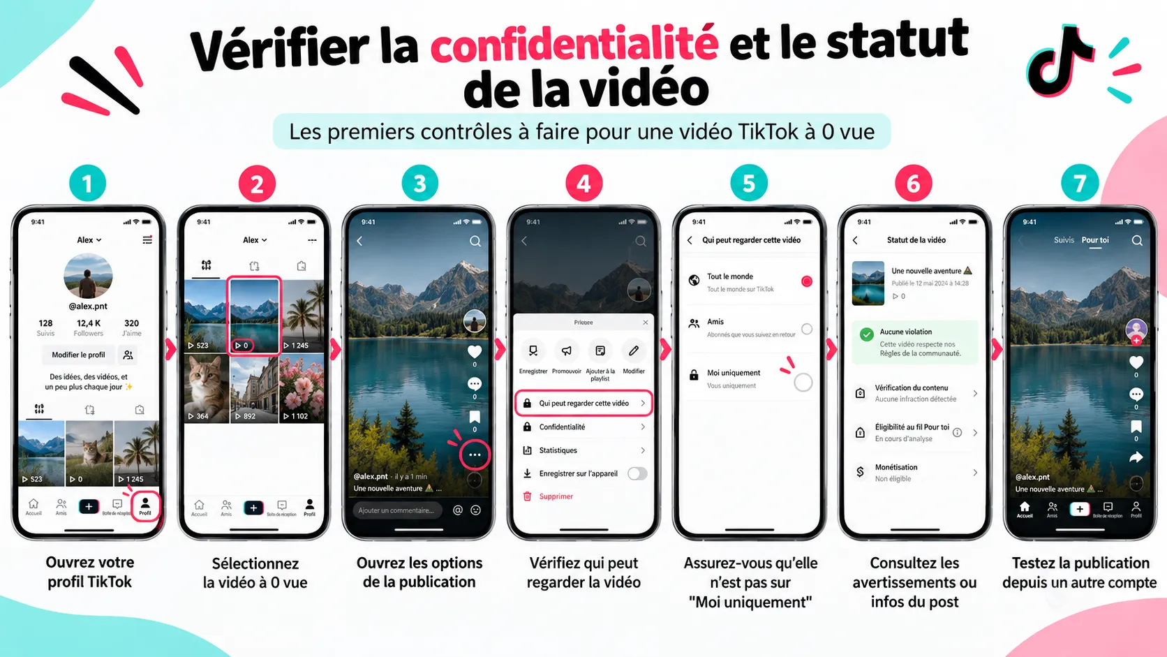 Pourquoi ma vidéo TikTok reste à 0 vue ? 7 causes et solutions 2 verifier la confidentiale et la statut de la video
