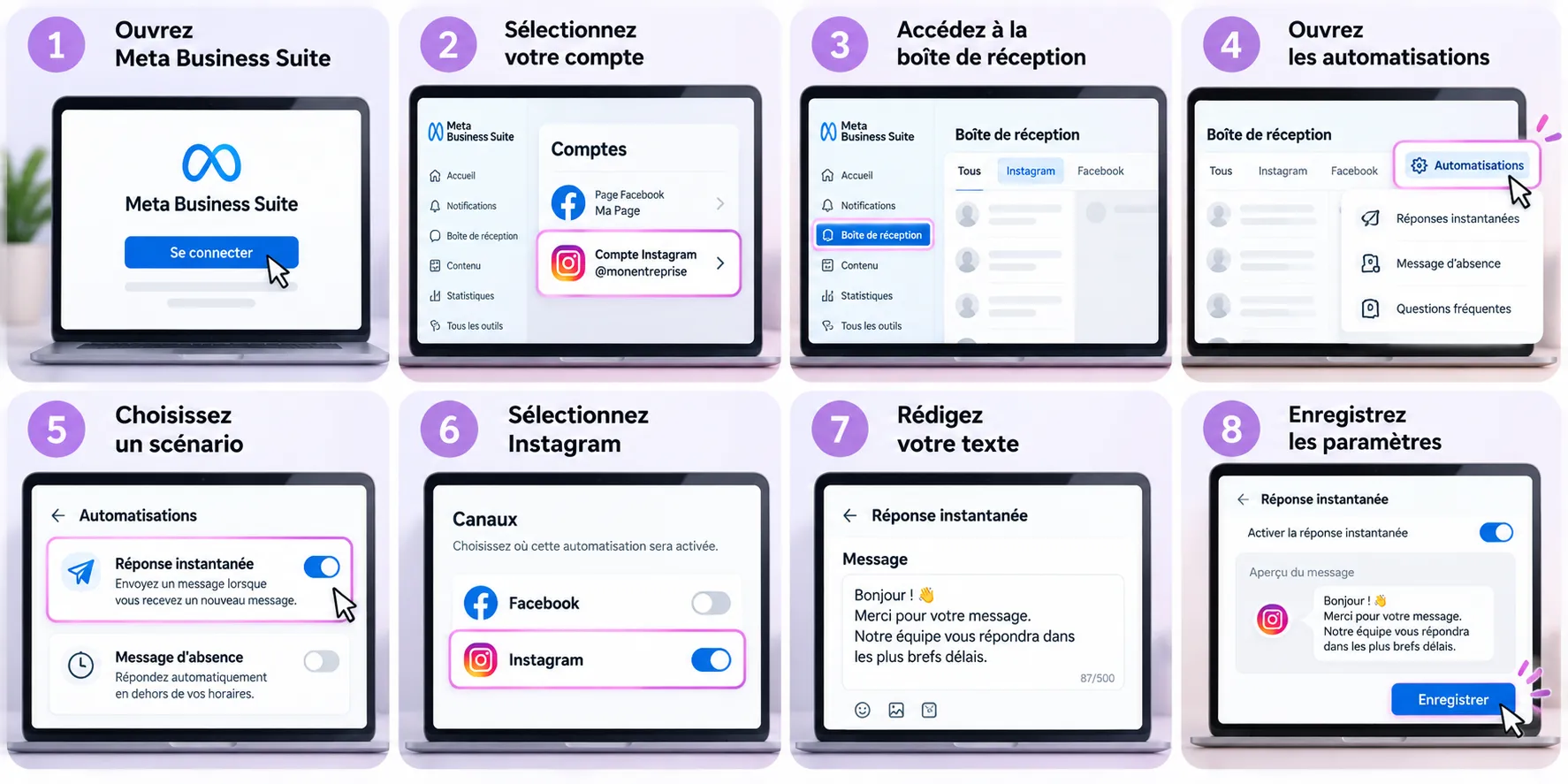 configurer reponse automatique meta business suite