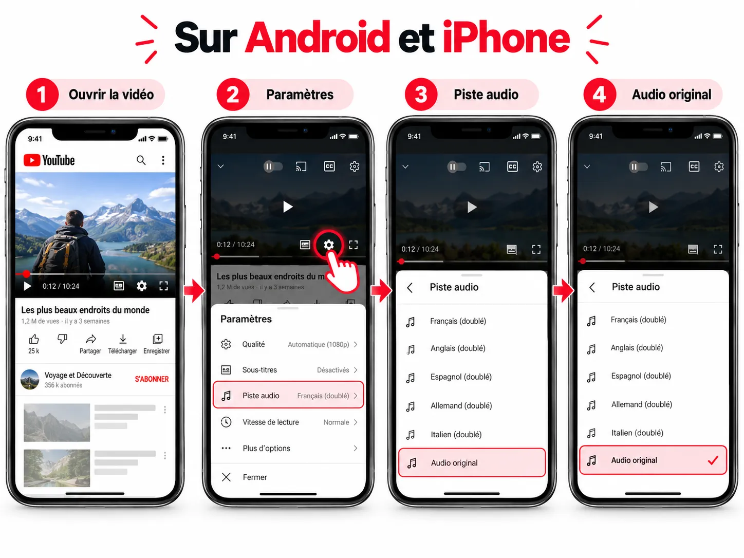 Comment désactiver le doublage automatique sur YouTube ? 2 youtube piste audio originale ordinateur
